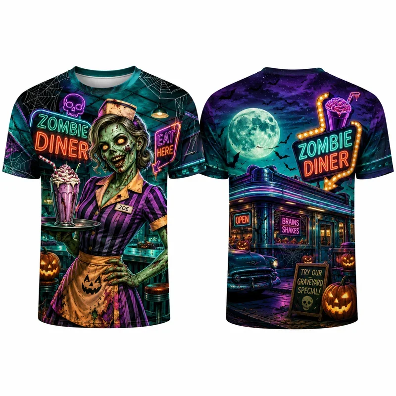 2026 New Halloween Pumpkin King Dark Castle Bat 3D All‑Over Print T‑Shirt 3D Print Short Sleeve Horror Party Tee Tops