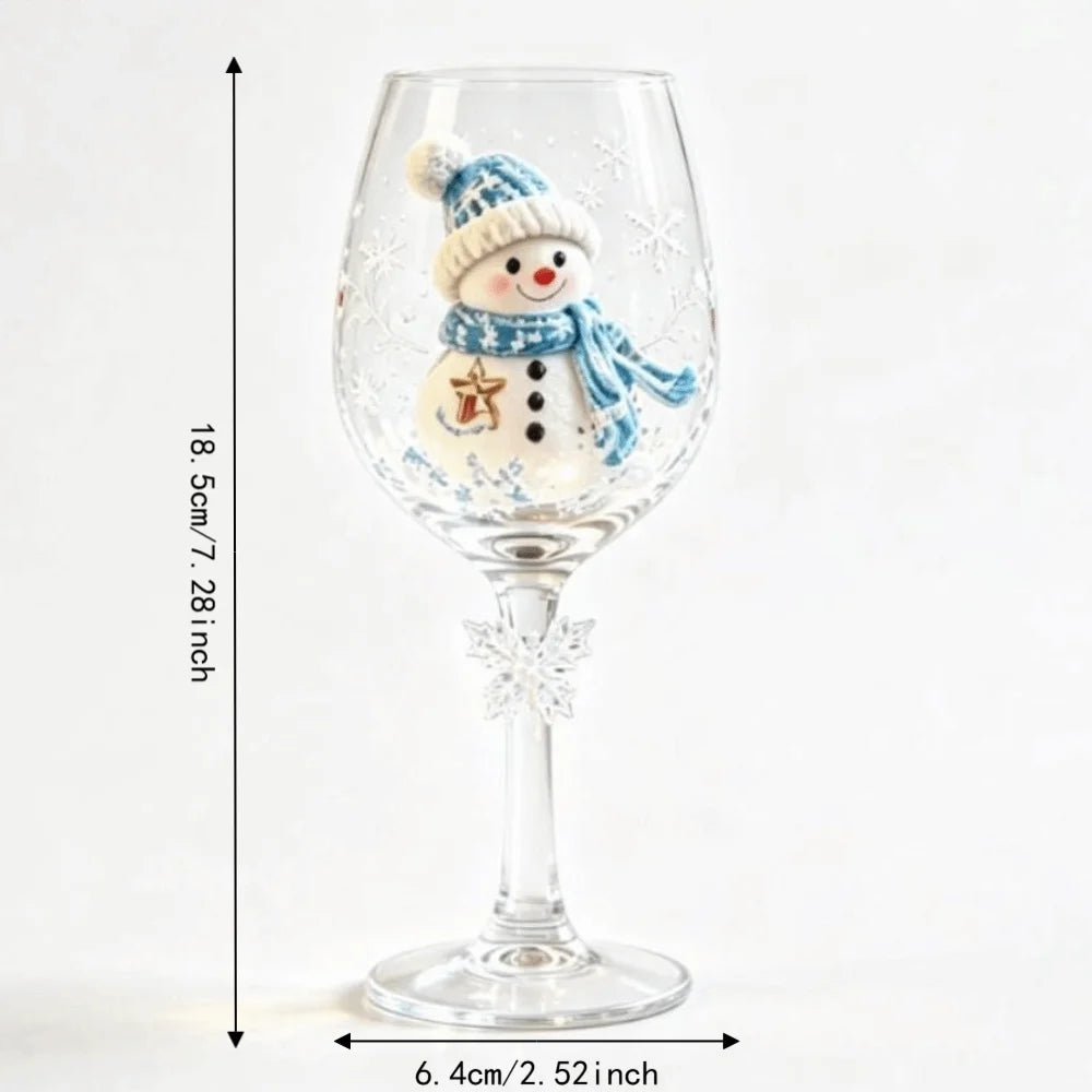 Christmas Gifts Santa Claus Christmas Wine Glass Snowman Transparent Clear Stemmed Cup Funny 3D Creative Tall Glass Table Decor