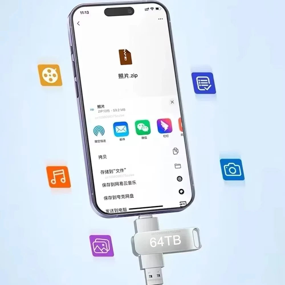 64TB USB 3.2 Flash Drives U Disk 2TB High Speed Metal Pendrive WaterProof Type-C Memoria USB Stick USB Drives 8TB 2TB 1TB