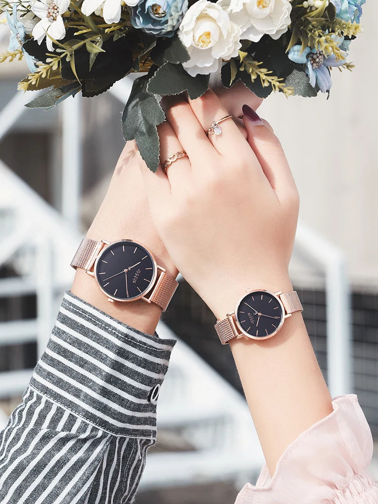 New Thin Julius Men's Watch Women's Watch Couple Lovers Clock Fashion Hours Stainless Steel Simple Boy Girl Birthday Gift Box