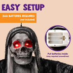 59” Animated Hanging Grim Reaper Halloween Outdoor Decorations with Voice Control Glowing Eyes and Creepy Sound Halloween Decoration for Haunted House Prop Graveyard Lawn Indoor Party Supplies