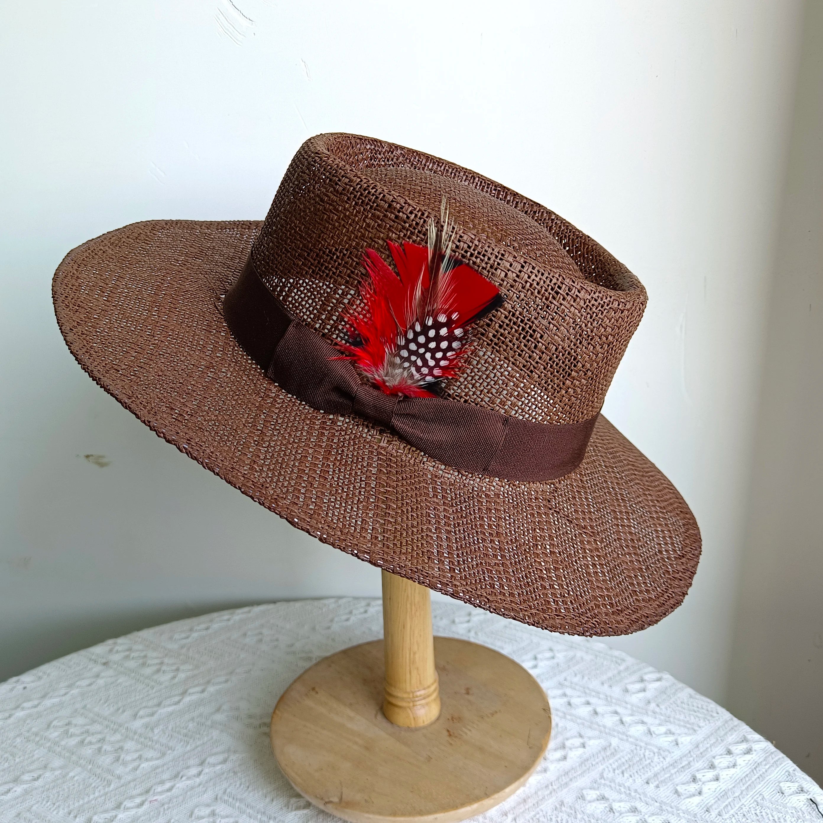 hats beach hat bohemian flat brim hat hand woven straw hat ladies summer vacation travel sun hat