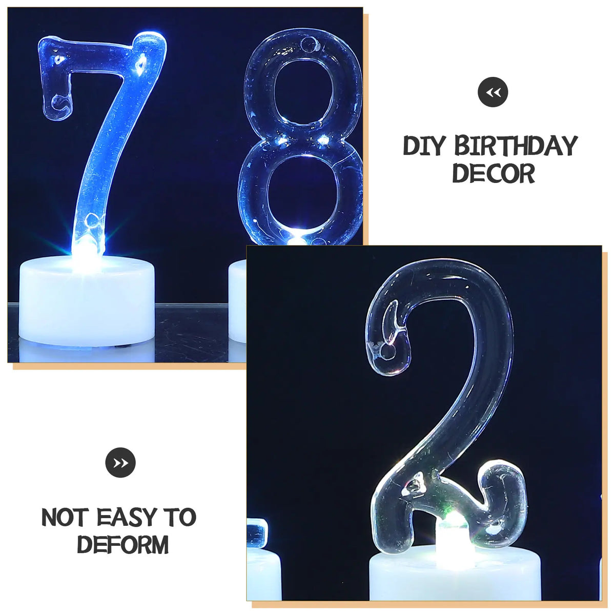 10Pcs LED Flameless Birthday Number Candles 0-9 Elegant Safe Cake Decoration Lights for Anniversaries Festivals Reusable Decor