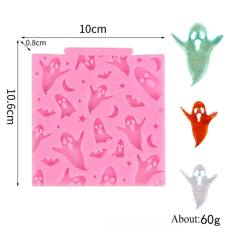 Non-Stick Halloween Silicone Baking Molds | DIY Candy Chocolate Fondant Maker | Ghost Pumpkin Bat Skull Witch Hat Shapes