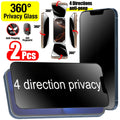 NNBILI 2 Packs 4 Way 360 Degree Privacy Screen Protector for iPhone 17 16 15 14 13 12 11 Pro Max 17e Full Coverage Anti Scratch