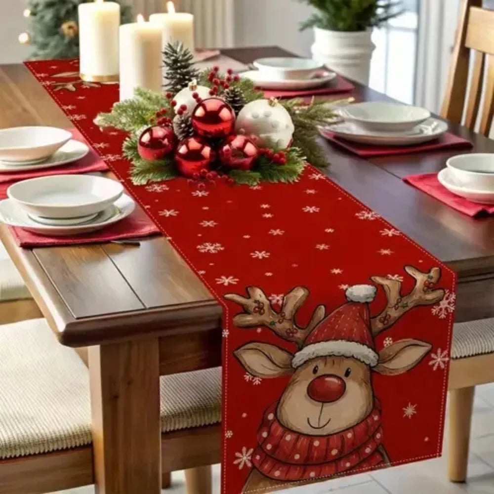 Santa Claus Christmas Table Runner Christmas Decorations for Home 2026 Xmas Table Flag Navidad Noel Gifts New Year Tablecloth