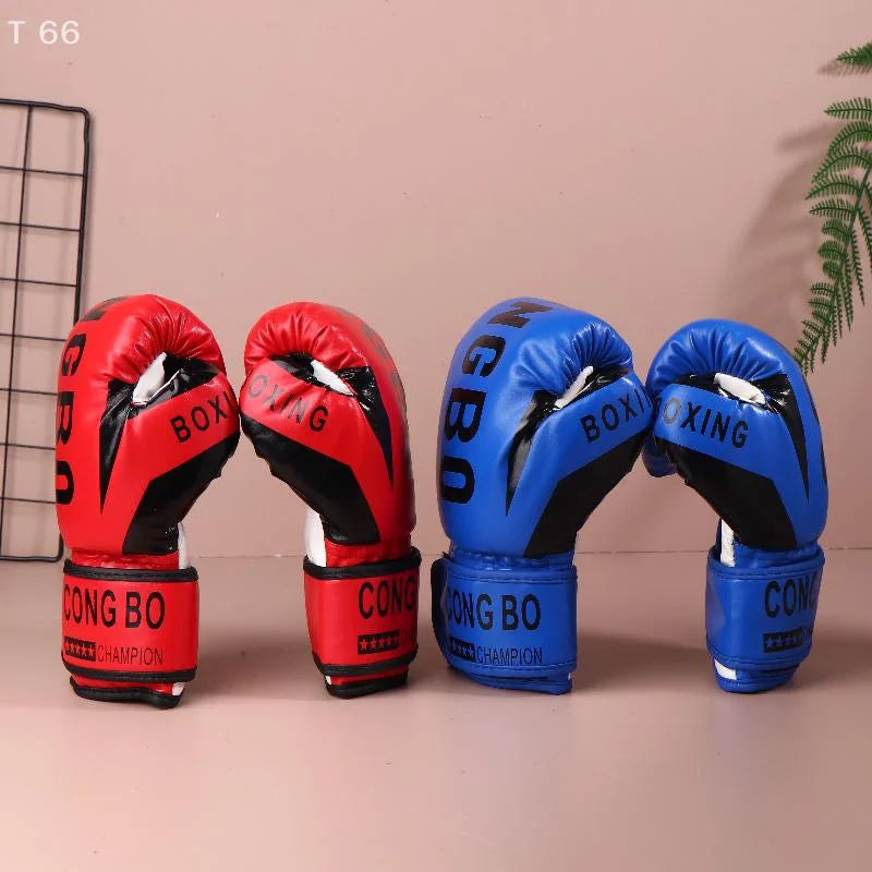1Pair 6oz Boxing Gloves PU Muay Thai MMA Profession Kickboxing Kids Adults Sandbag Training Gloves Equipment
