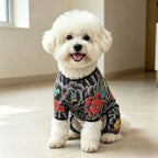 Cool Stylish Dog Tattoo Jumpsuit Flower Print 4?Legged Bodysuit Stretch Comfort Pet Clothes Full Body Cover Outfit For Dogs