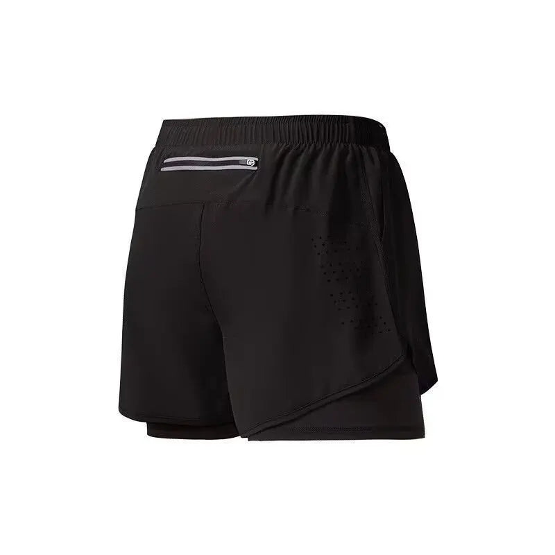 Professional men's running shorts, two-piece set, lightweight, quick-drying, breathable, reflective, sportswear for fitness, tra