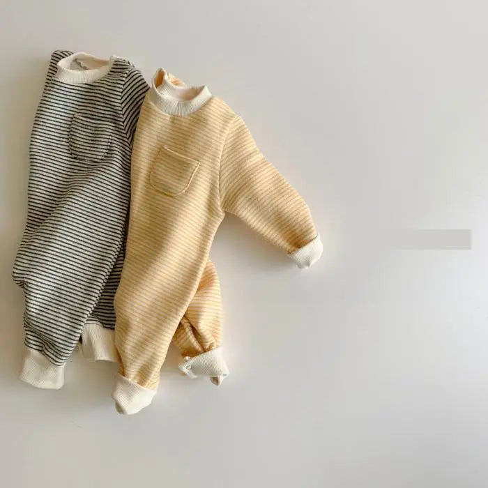 2025 Autumn New Baby Boy Girl Long Sleeve Romper Cotton Newborn Fashion Striped Jumpsuit Infant Simple Casual Clothes 0-24M