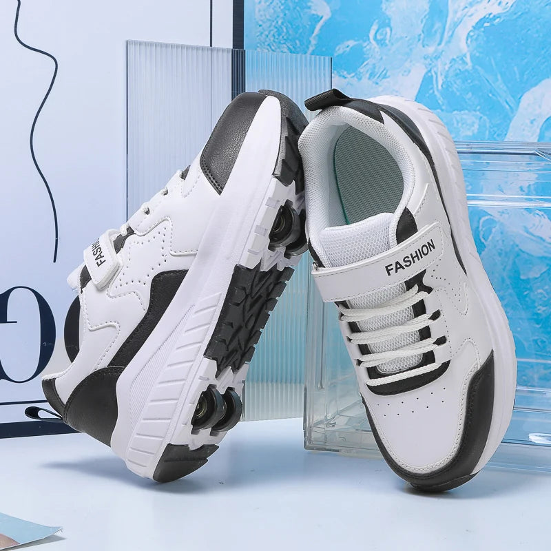 Kids Roller Skate Shoes Sneakers for Boys and Girls Gift Fashion Children 4-Wheels Casual Sports Nice Footwear