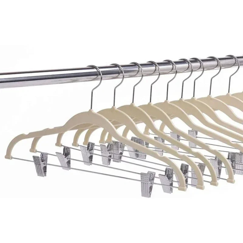 5 Pcs Multifunction Velvet Clothes Hangers with Clips Non-Slip Garment Suit Organizer for Closet Laundry Wardrobe Drying Rack