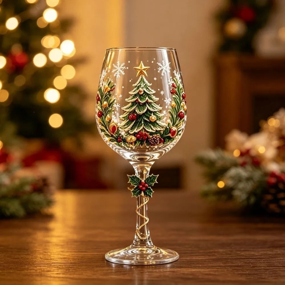 Christmas Gifts Santa Claus Christmas Wine Glass Snowman Transparent Clear Stemmed Cup Funny 3D Creative Tall Glass Table Decor