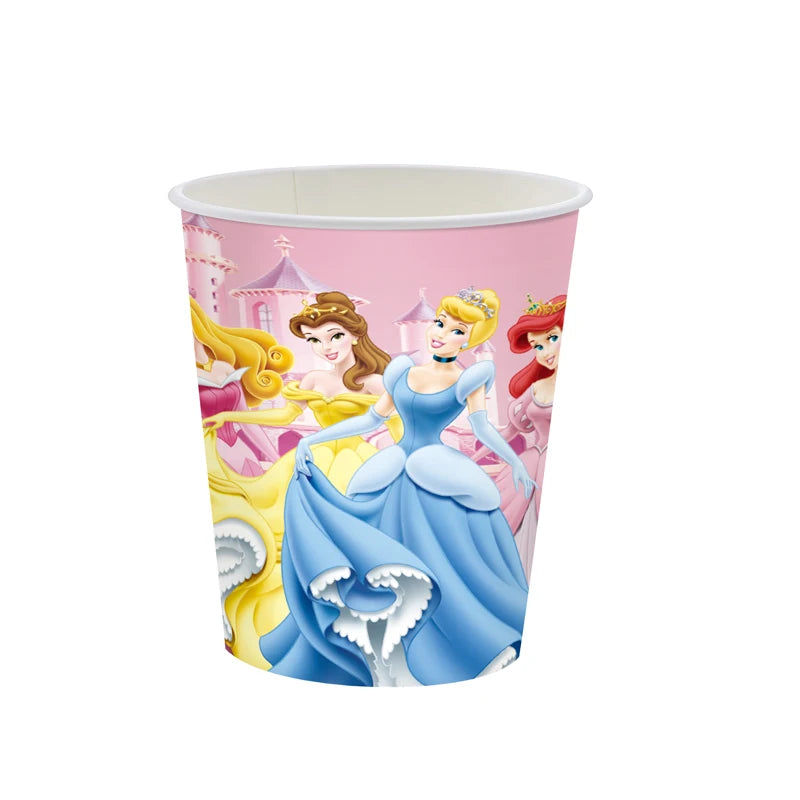 Princess Party Cups Supplies,9oz Disposable Paper Cups for Kids Girls Princess Birthday Party Decorations Tableware