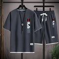 Men's summer 2026 fashionable outdoor new casual short sleeved T-shirt set, round neck hooded sweatshirt+sports shorts two-piece