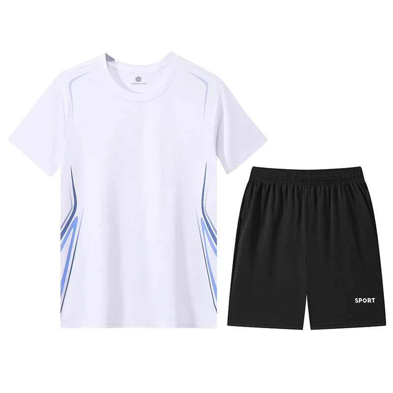 Summer Sportswear Set Casual Fitness Men Running Short Sleeve T-Shirt Quick Dry Shorts Women Breathable Fitness Short Sleeve Set