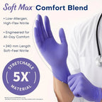 Soft Max Purple Nitrile Gloves Disposable Medical Grade Powder Free 5X Stretchable Exam Glove for Medical Cleaning Tattoo 100pcs