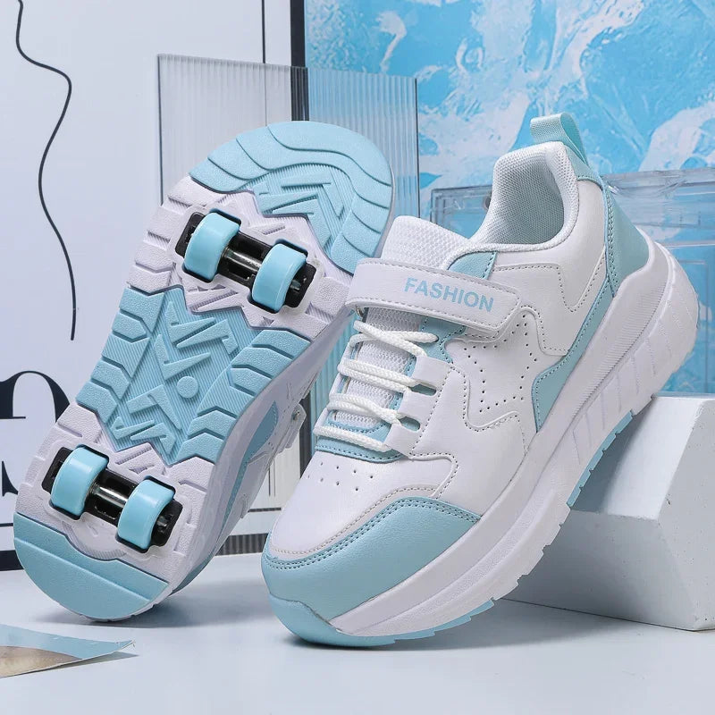 Kids Roller Skate Shoes Sneakers for Boys and Girls Gift Fashion Children 4-Wheels Casual Sports Nice Footwear