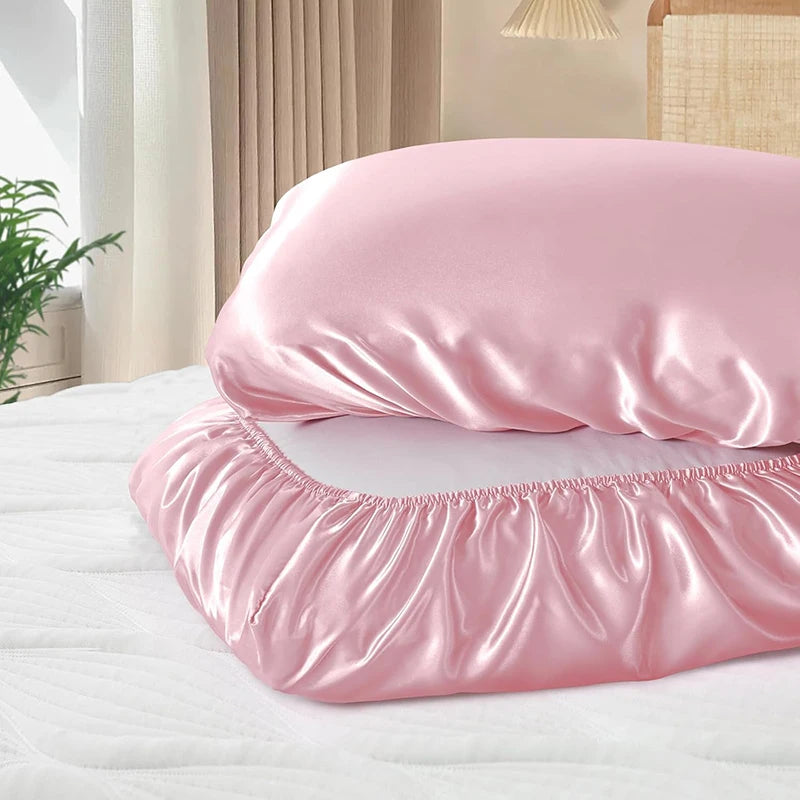 Satin Decorative Pillowcases for Hair Protection Elastic Band Cushion Covers Luxury Silky Fabric Travel Beddingroom Pillow Cover