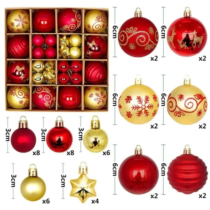 44Pcs 3/6CM Christmas Merry Balls Decoration Xmas Tree Hanging Ornament Party Home Room Decor Holiday Navidad New Year 2026 Gift