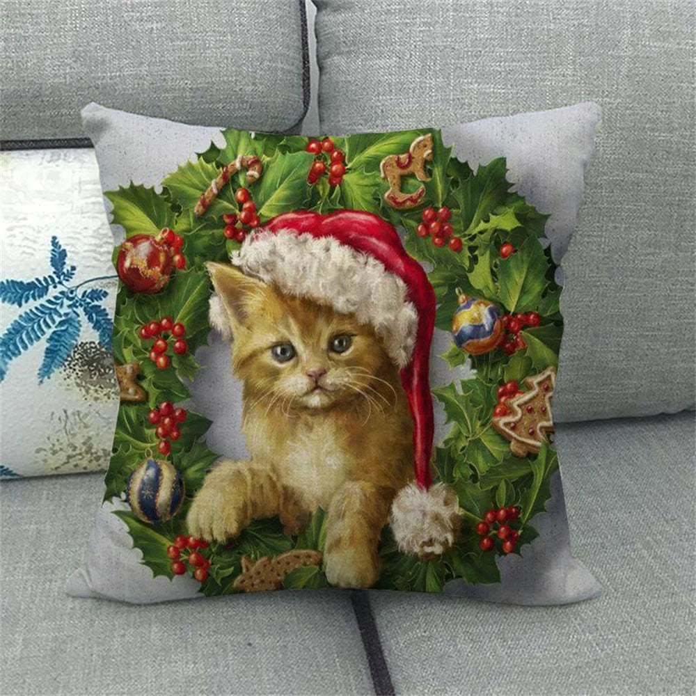 45CM Merry Christmas Cushion Cover Pillowcase 2023 Christmas Decorations for Home Ornament Happy New Year Christmas Decor 2022