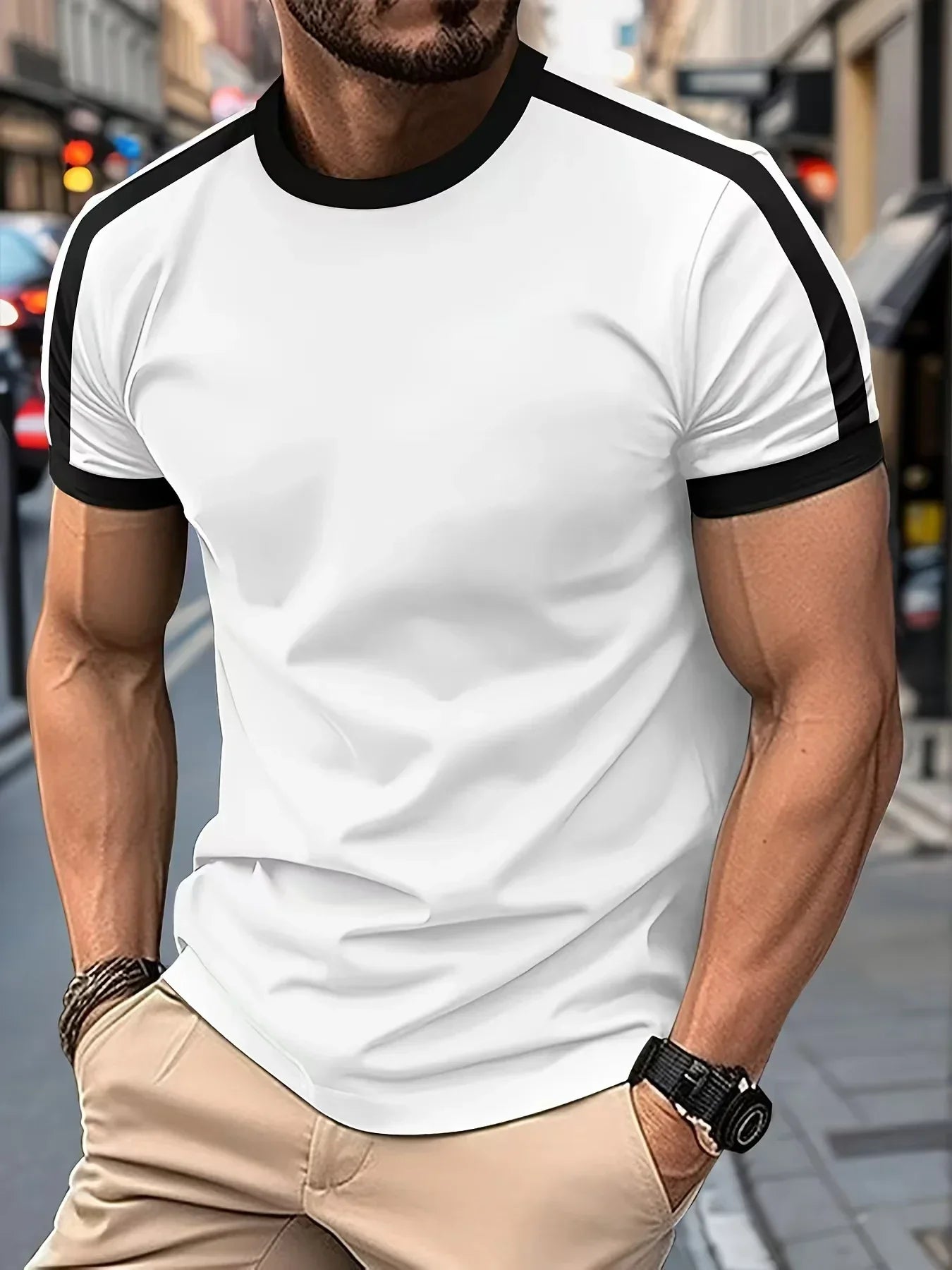 2025 Summer New Men's Fashion Casual Round Neck Short Sleeve Top Outdoor Sports Fitness Breathable Quick Drying T-shirt