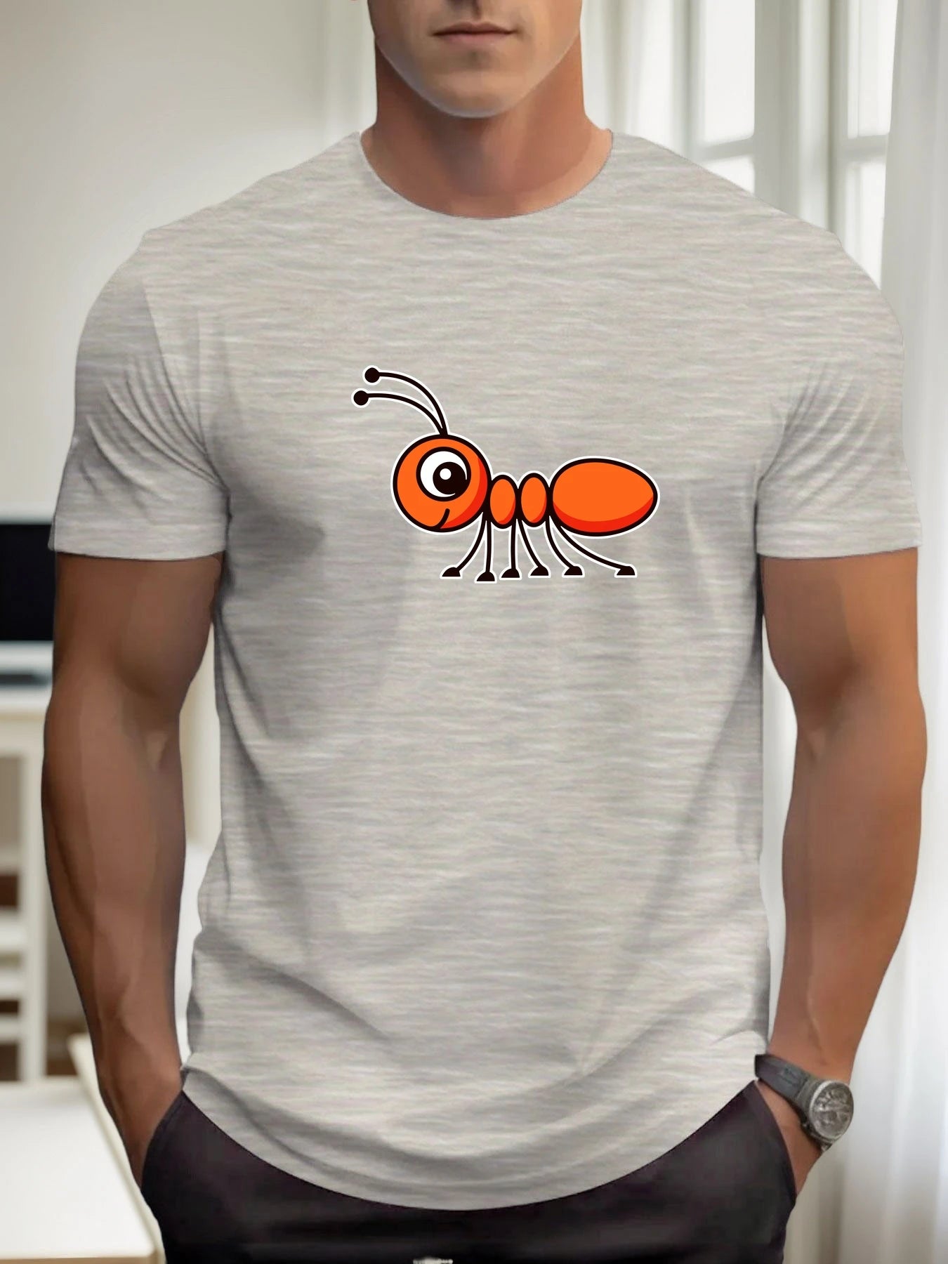 T Shirts For Men Ant 100% Cotton Graphic Printing Summer Round Neck T-Shirt Casual Breathable Street Style Daily Top