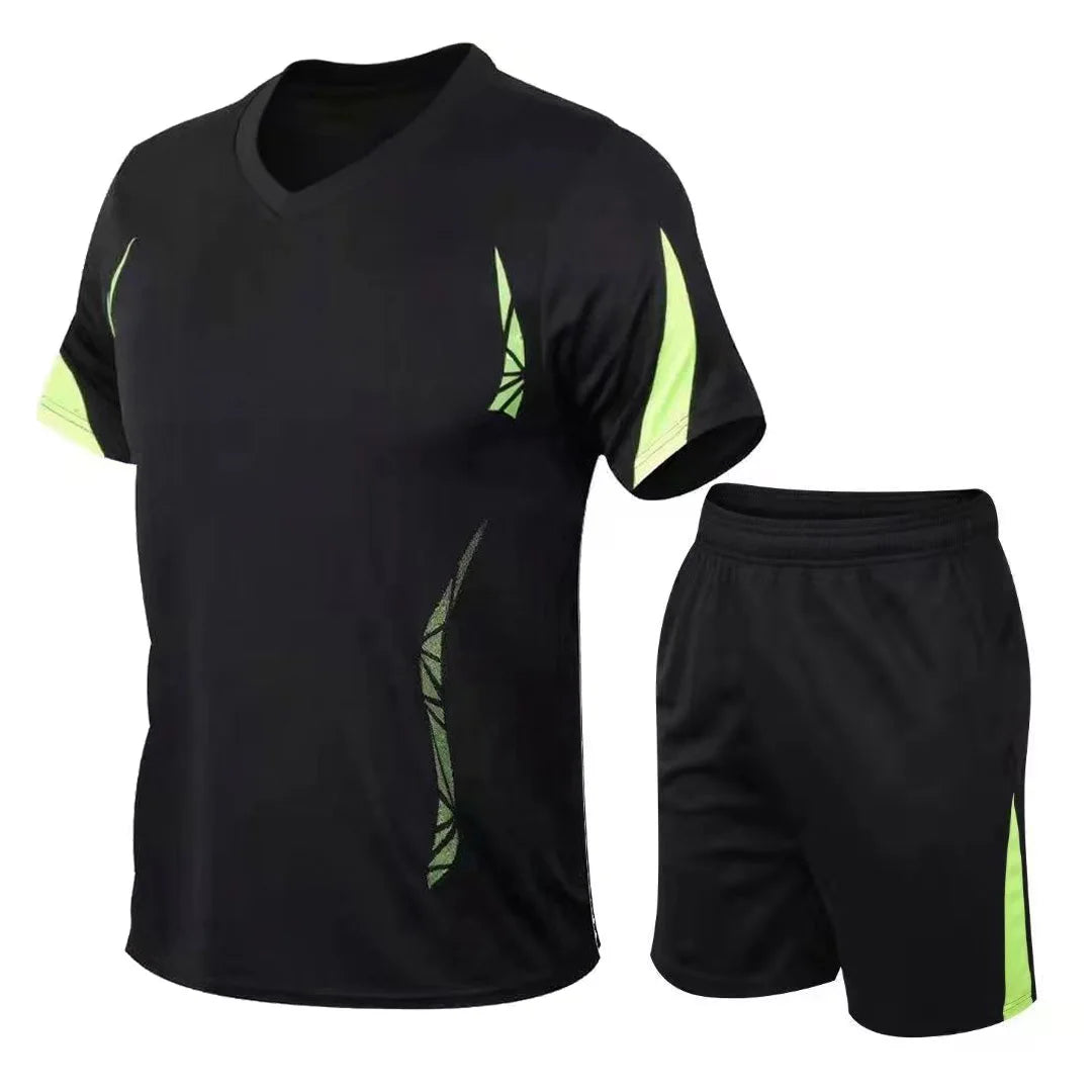 Running Sets Men Sportswear Short sleeve Clothes Fitness Basketball tennis Soccer Plus Size Gym Clothing 2 pieces Sports Suits
