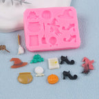 Non-Stick Halloween Silicone Baking Molds | DIY Candy Chocolate Fondant Maker | Ghost Pumpkin Bat Skull Witch Hat Shapes