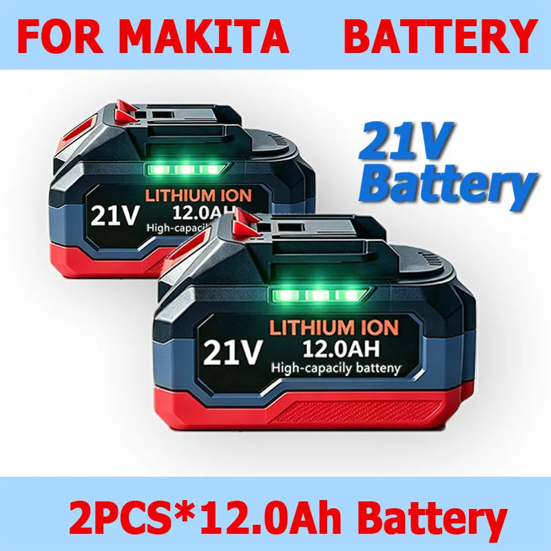 For Makita 18V-21V Makita Tool Lithium Battery 12.0Ah Fast Charging Safety Certified for Electric Drill/Driver Tools