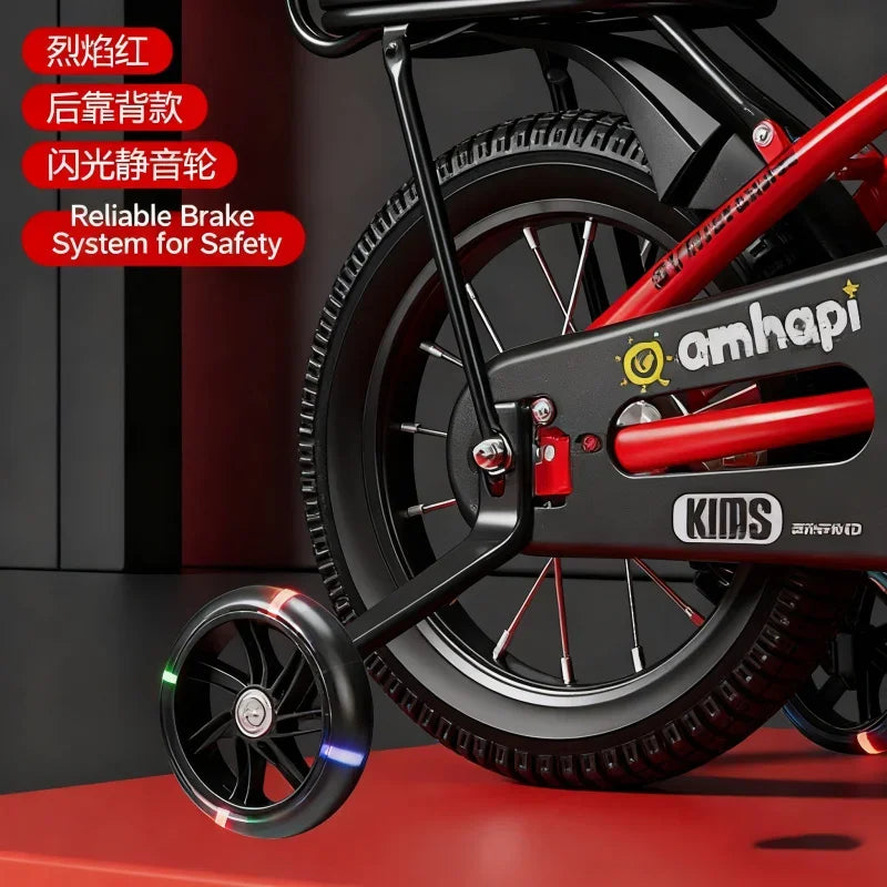 Big Red Flashing Wheel Children's Folding Bicycle Toy Car Stroller 2-8 Years Old Baby Pedal Bike Backrest Style Fun Activity Toy