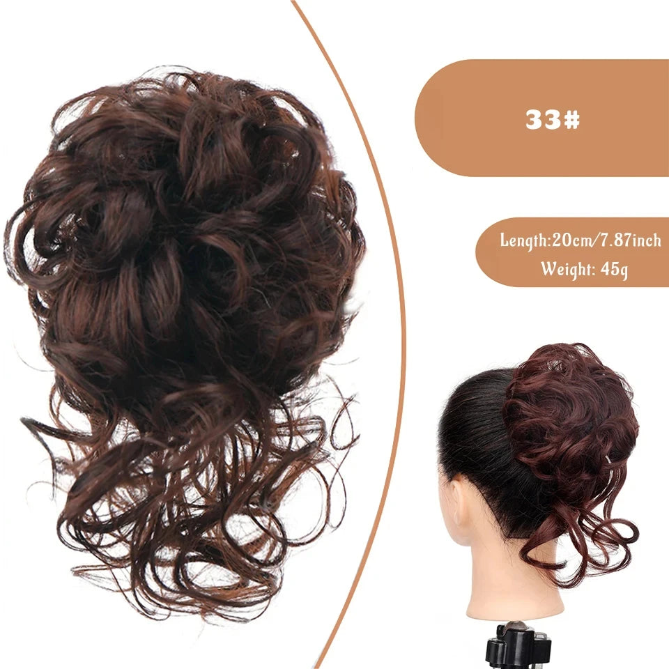 OLACA Synthetic Hair Bun Bands Blonde Black Messy Curly Chignon Donut Updo Scrunchies Fake Hair Pieces For Women Hair Extensions
