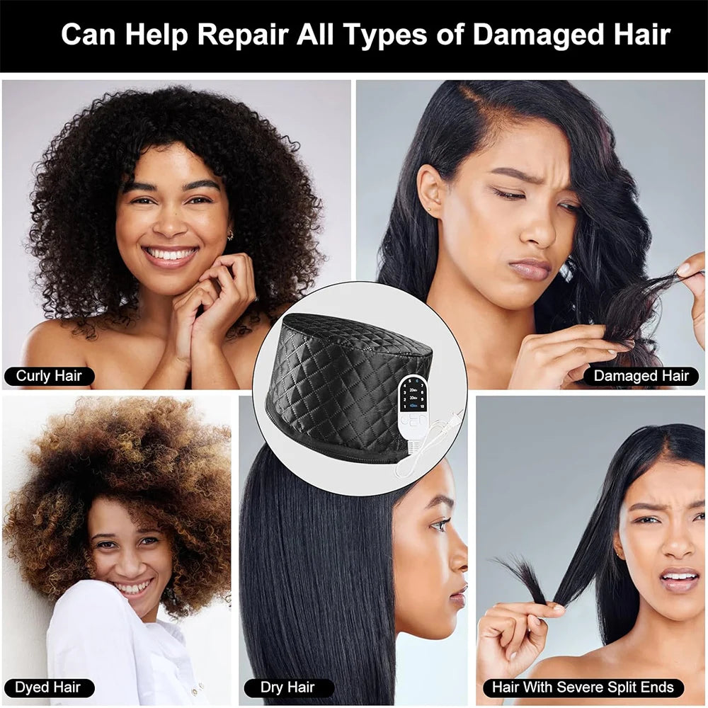 SPA Heat Cap Hair Steamer for Black Natural Hair 10 Level Hair Mask Hair Heating Cap for Hair Treatment Home Use