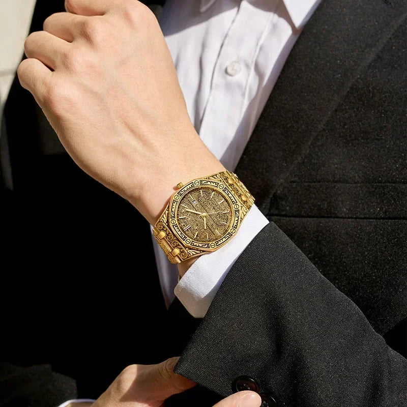 New Luxury Men Watches Fashion Men Stainless Steel Watch Calendar Quartz Wristwatch Business Watches Man Clock Relogio Masculino