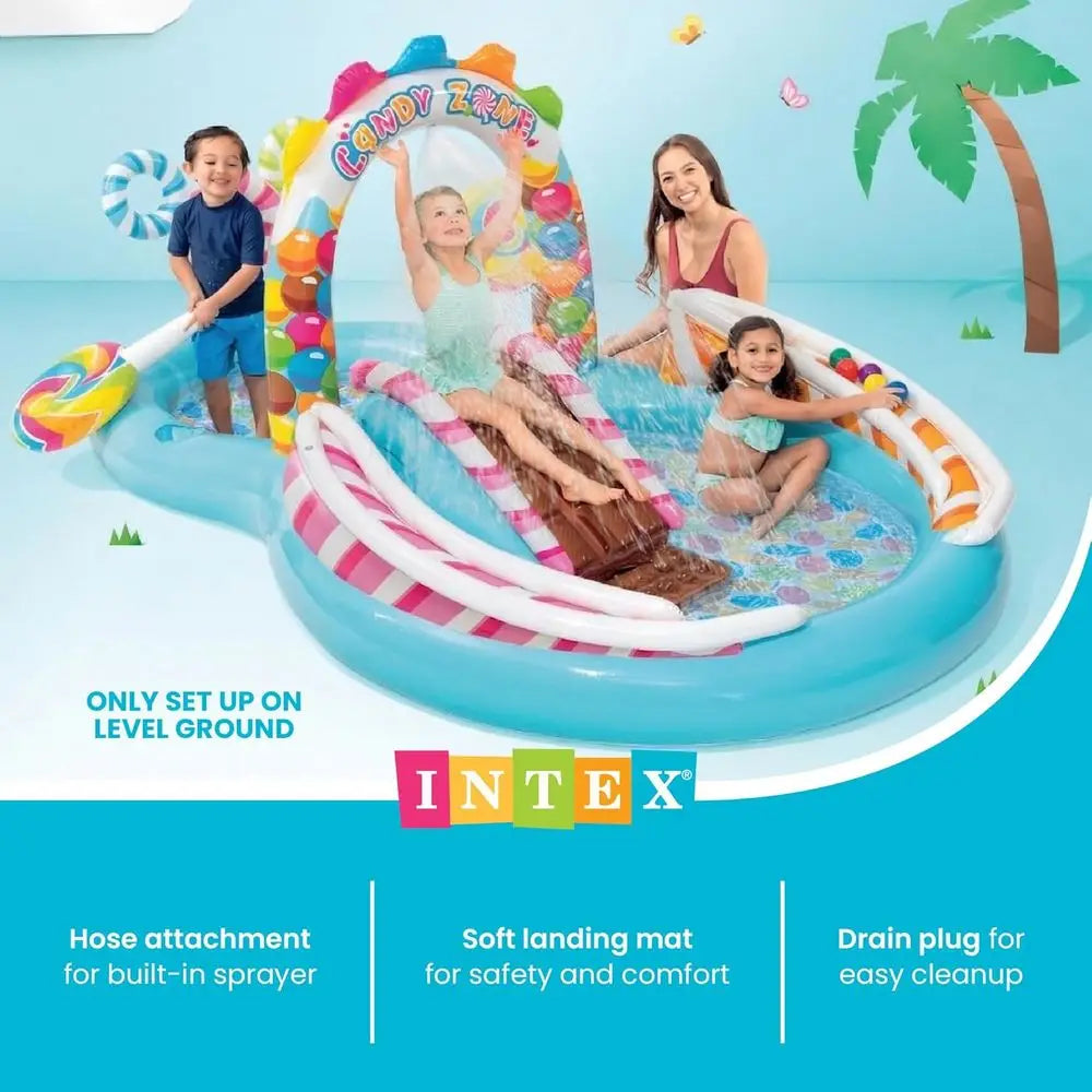 Kiddie Pool with Sprayer and Slide - Splash Pad for Ages 3+ - 116 x 75 x 51