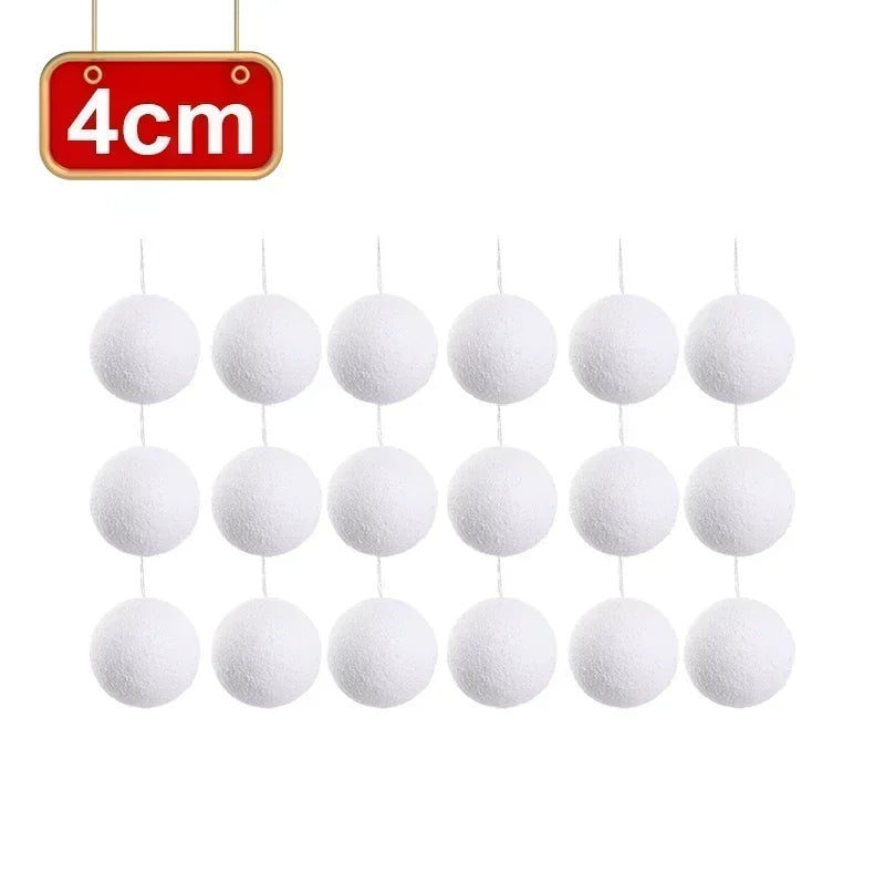 4/6/8cm White Christmas Balls Decoration Christmas Tree Hanging Accessories New Year Gift Box Navidad DIY Party Home Room Decor