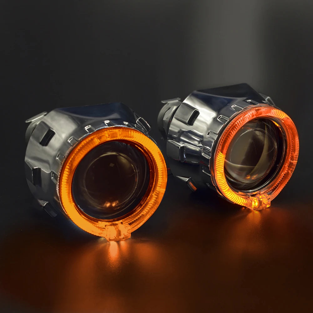 2.5 Inch 8.0 Bi Xenon Projector Lens With DRL LED Angel Eyes Shrouds Car Assembly Kit For Car Headlight H1 H4 H7 Model
