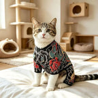 Cool Stylish Dog Tattoo Jumpsuit Flower Print 4?Legged Bodysuit Stretch Comfort Pet Clothes Full Body Cover Outfit For Dogs