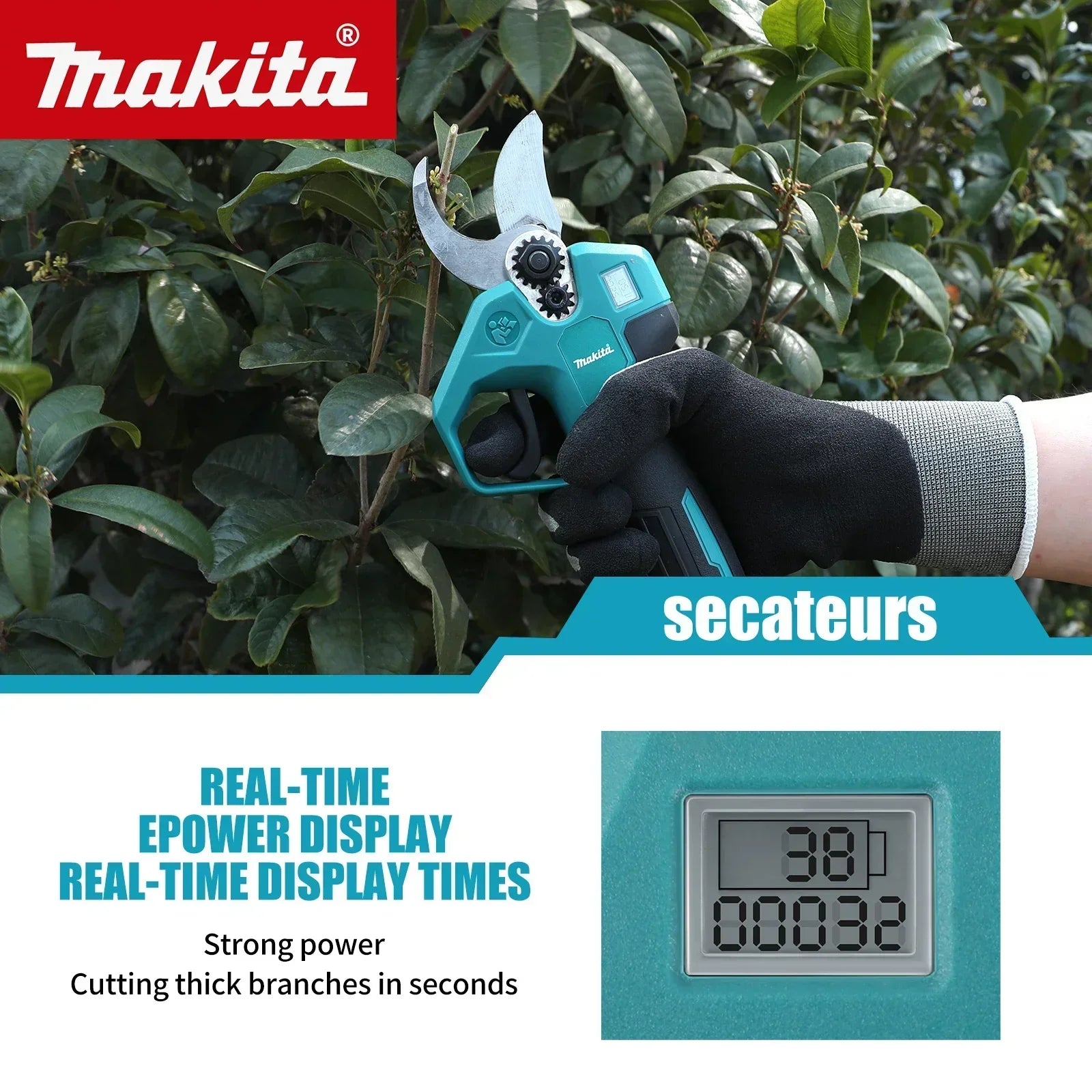 Makita MPP569 18V Brushless Cordless Pruning Shears:Perfect Tool for Easy and Accurate Fruit Tree&Branch Trimming in Gardens