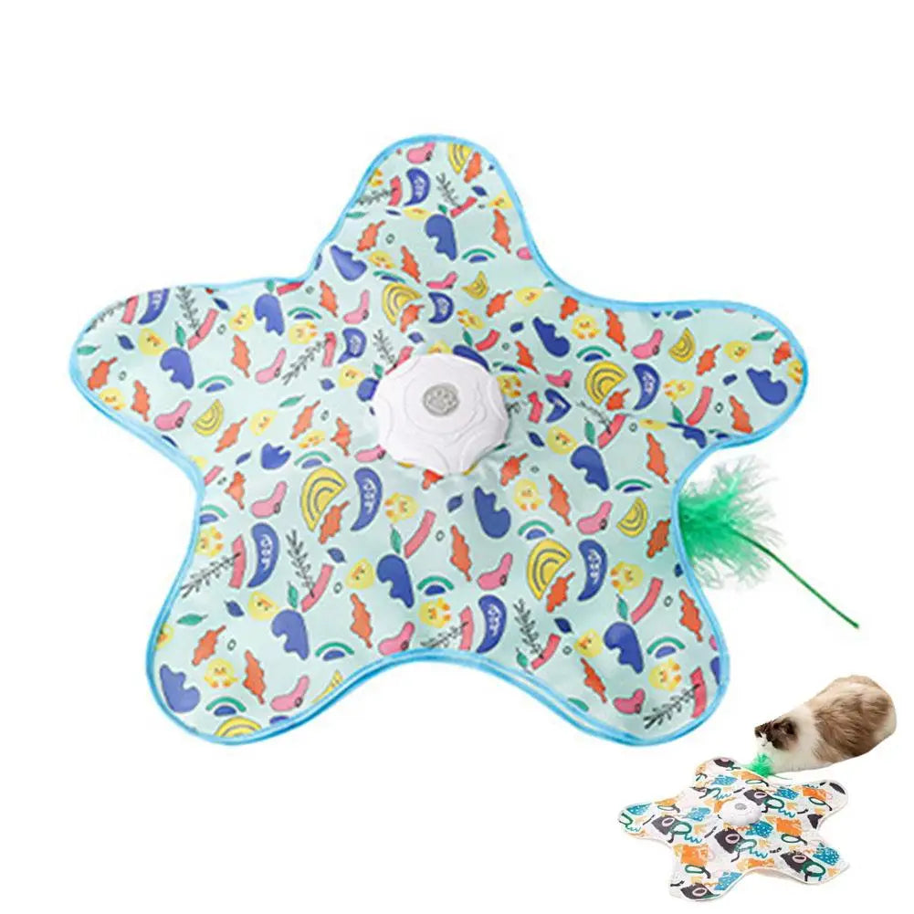 Interactive Cat Toys, Automatic Turntable Pet Game Cover With Moving Feather & Animal Chirps,Cat Enrichment Toy For Bored Cats