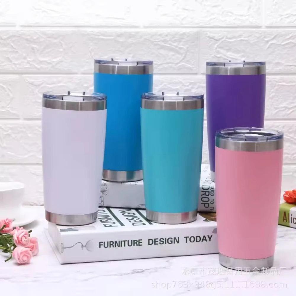 1PC Stainless Steel Tumbler Bulk with Lid Vacuum Double Wall Insulated Travel Coffee Mug Powder Coated Tumbler Cup for Drinks