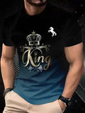 Men's Fashion 3D Printed Men's T-Shirt Crew Neck Short Sleeve, Summer Crew Neck T-Shirt Casual Wear, Polyester Fiber Regular,