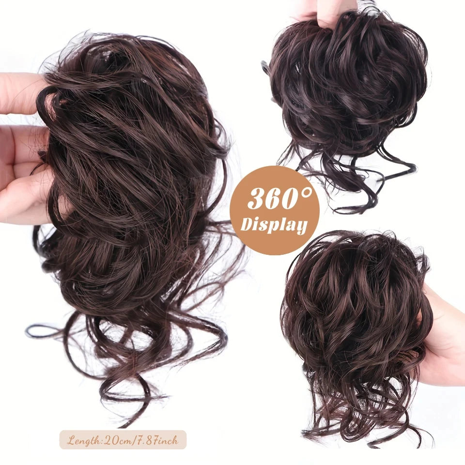 OLACA Synthetic Hair Bun Bands Blonde Black Messy Curly Chignon Donut Updo Scrunchies Fake Hair Pieces For Women Hair Extensions