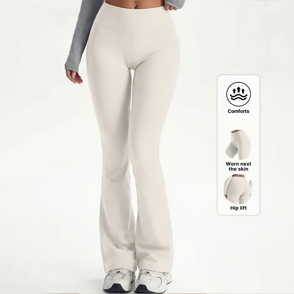 Soft Yoga Flared Pants Fitness Wide Leg Sports Pants High Waist Hip Lifting Boot Cut Trousers For Cycling Fitness Yoga Pilates
