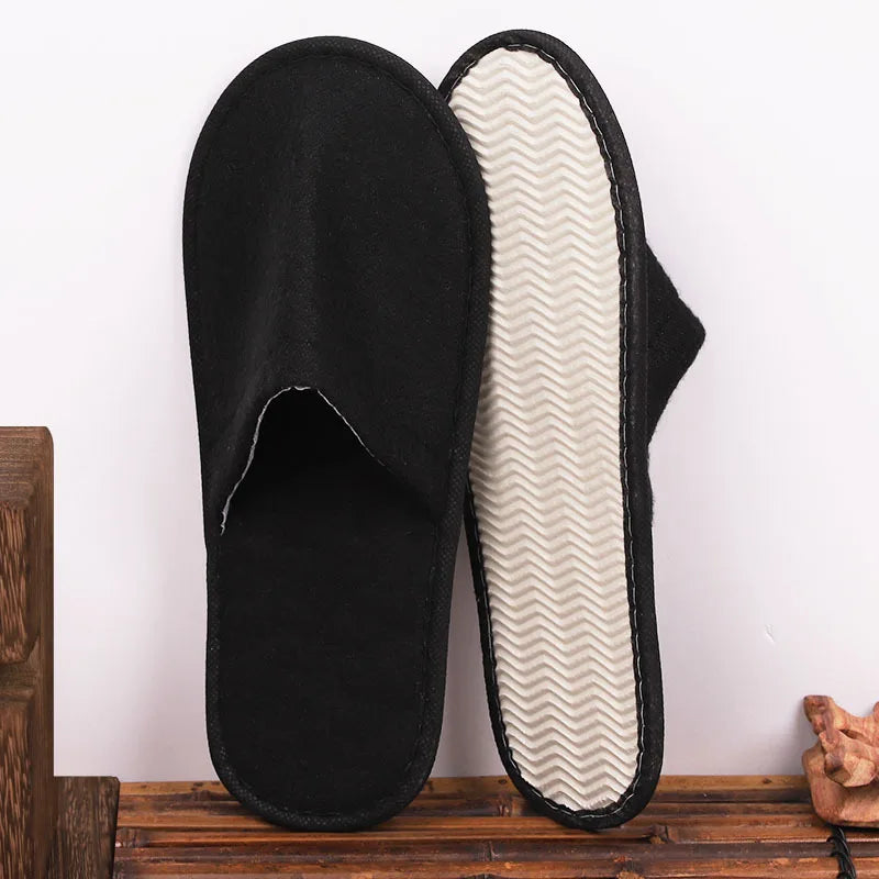 5 Pairs Disposable Slippers Hotel Travel Slipper Sanitary Party Home Guest Use Men Women Unisex Closed Toe Shoes Salon Homestay