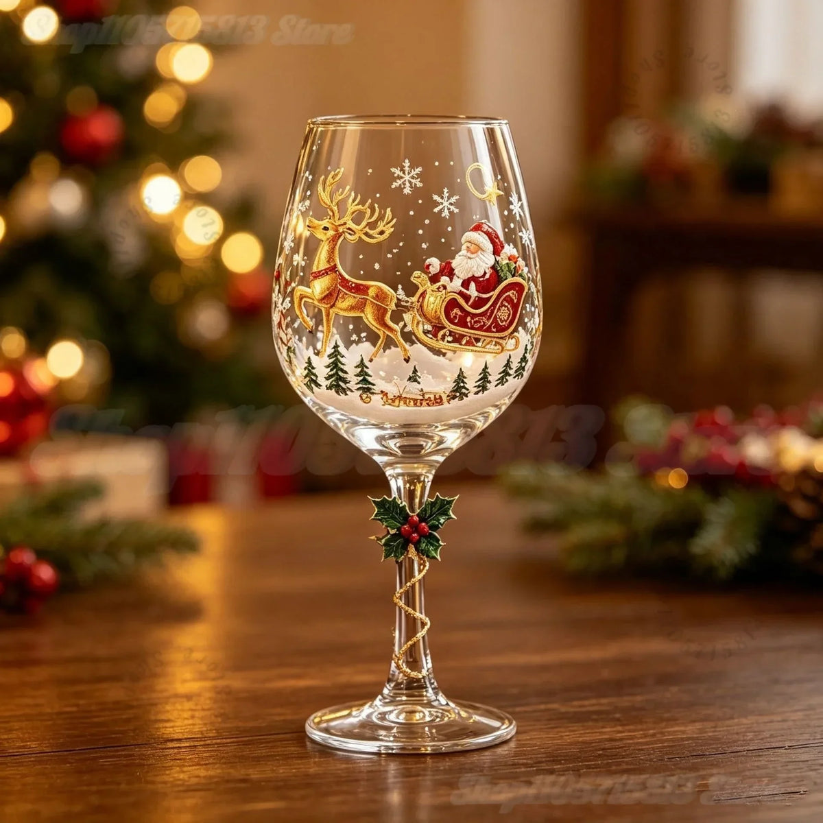 6Pcs Christmas Wine Glasses Set in Gift Box Santa Snowman Reindeer Goblet Holiday Table Drinkware New Year Party Decor Supplies