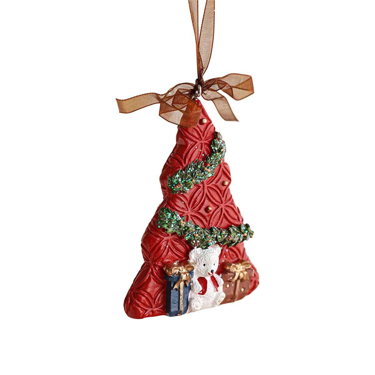 2026 Xmas Tree Pendant Cartoon Painted Santa Claus Elk Bear Christmas Stocking Resin Pendant Christmas Party Decorations 1pc