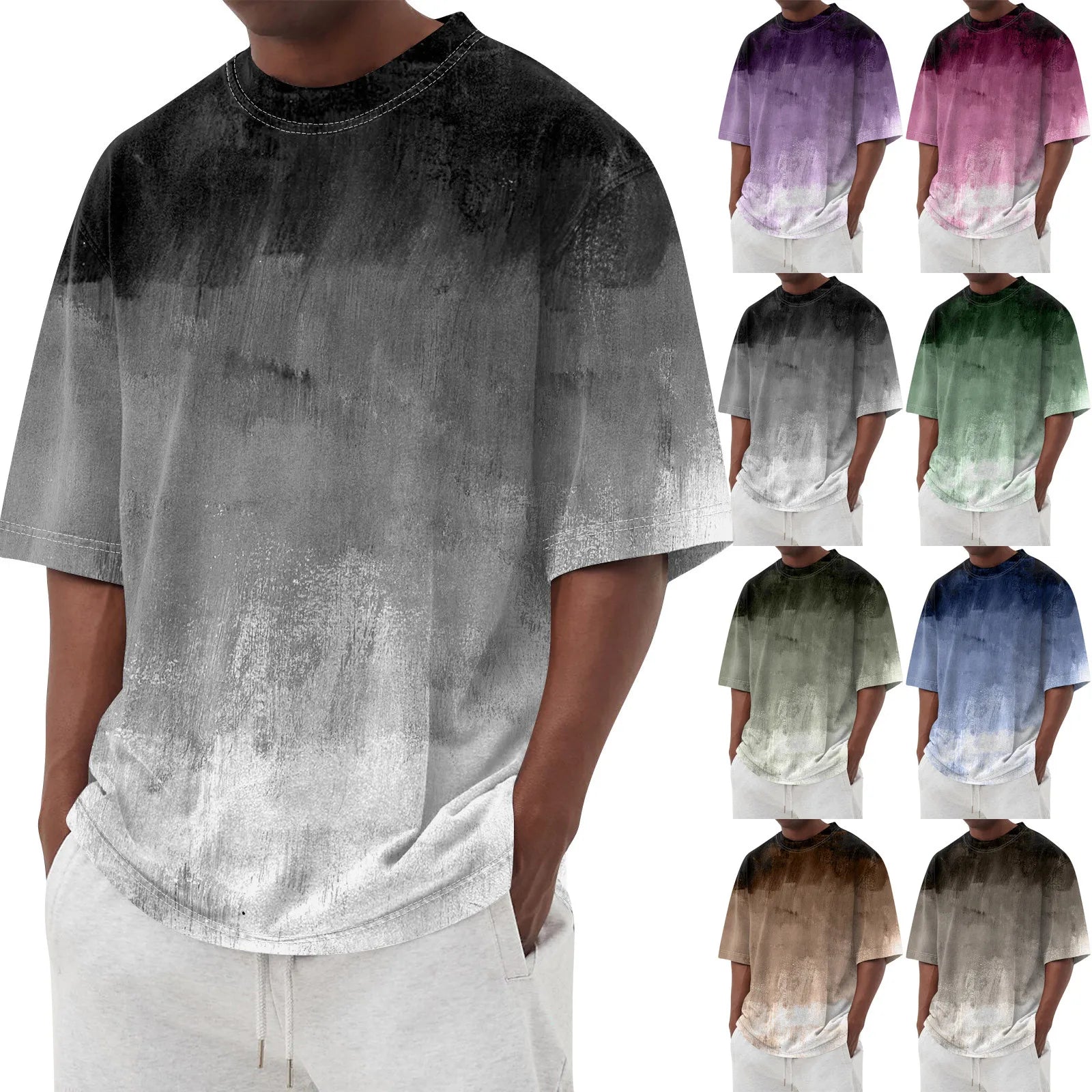 Men'S T-Shirt Summer Cool Short Sleeve 3d Camouflage Gradient Printing Casual Fashion Classic Design Breathable Loose Top