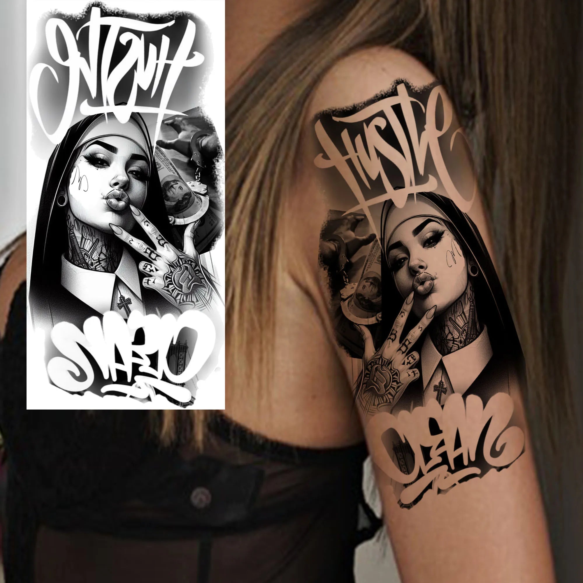 1 Sheet Joker Bad Guy Gangster Temporary Tattoos For Men Women Realistic Fake Tattoos Waterproof Long Lasting Arm Tatoo Stickers