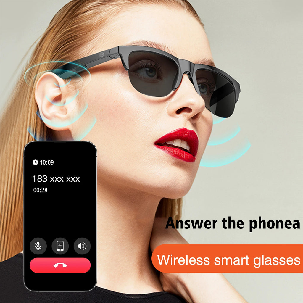 2025 new smart glasses, music playback, voice assistant, wireless calls, unisex, blue light blocking glasses